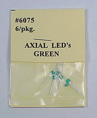 Lighting - Green Axial LED - 6/pkg - HO Scale